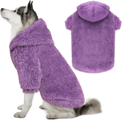 Fuzzy Dog Sweaters for Large Dogs Dog Hoodie Soft Double-Sided Plush Fleece Pet Sweater Pet Clothes