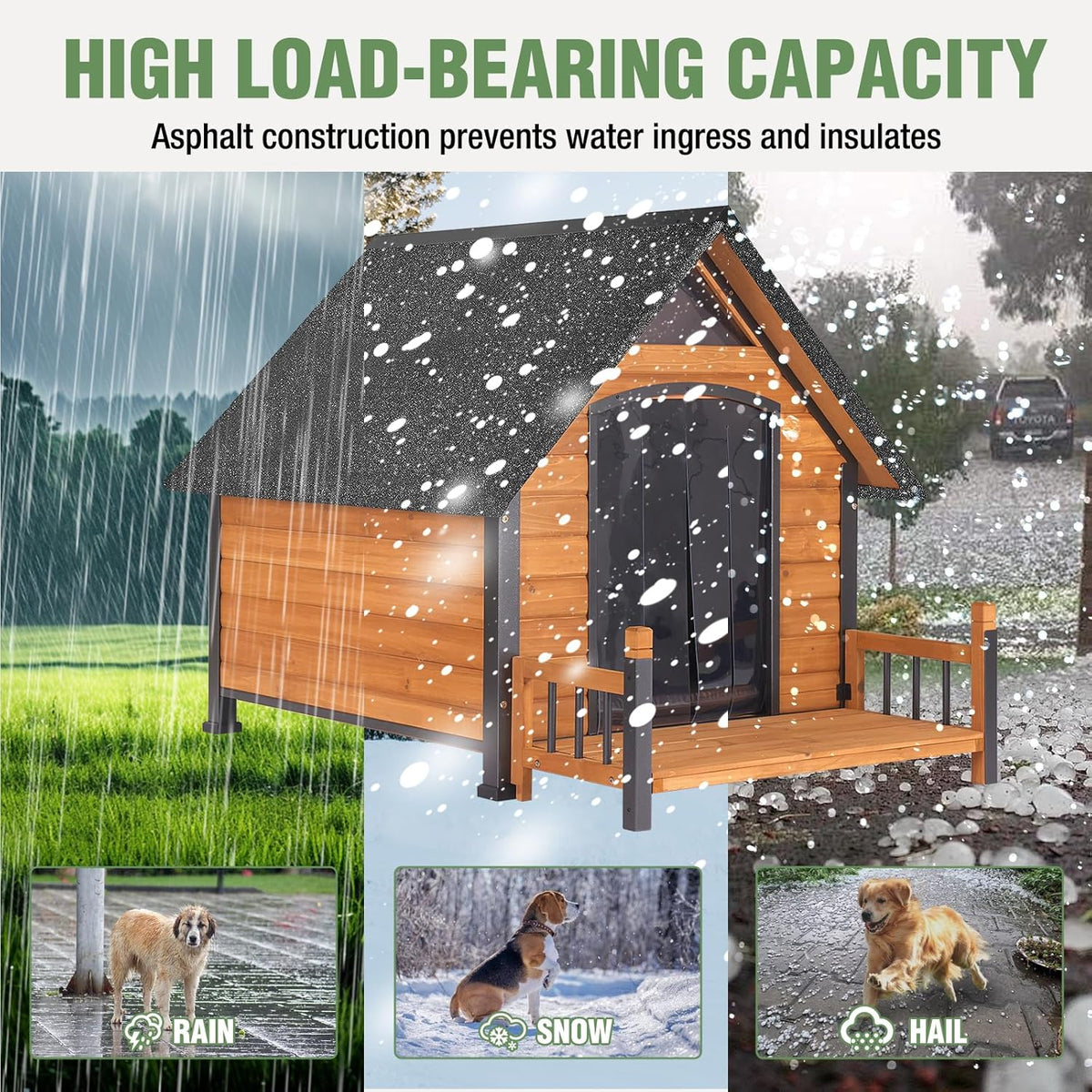 Large Dog House Outdoor Insulated Weatherproof Dog Kennel with Insulated Liner, Dog Shelter for