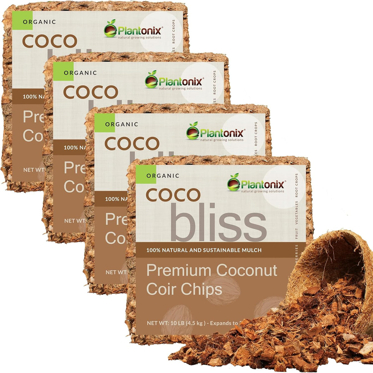 Organic Coco Chips for Plants (40lbs) - Coco Coir Chips - Coconut Husk Chips for Potting Soil