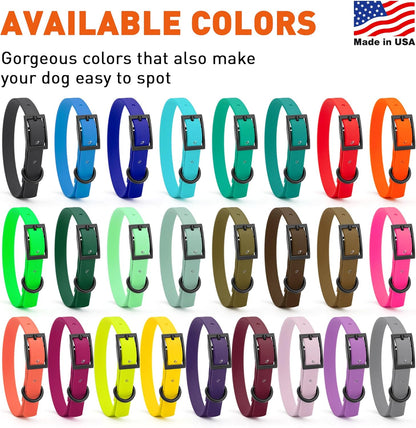 Dogline Biothane Waterproof Dog Collar Strong Coated Nylon Webbing with Black Hardware Odor- Proof