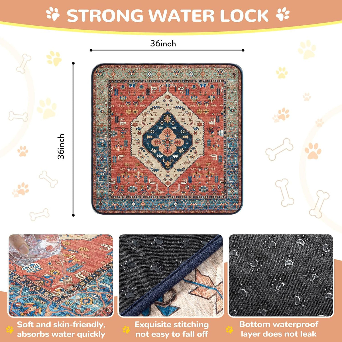 Lahome Super Absorbent Washable Pee Pads for Dogs - Secure Floor Protection - Non-Slip, Leakproof