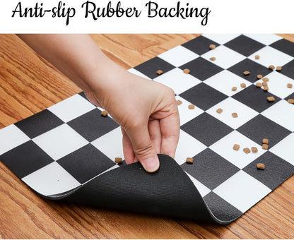 Ralxion Checkered Dog Feeding Mat, Absorbent Mats for Dog Food and Water Bowl, Dispenser, Feeder