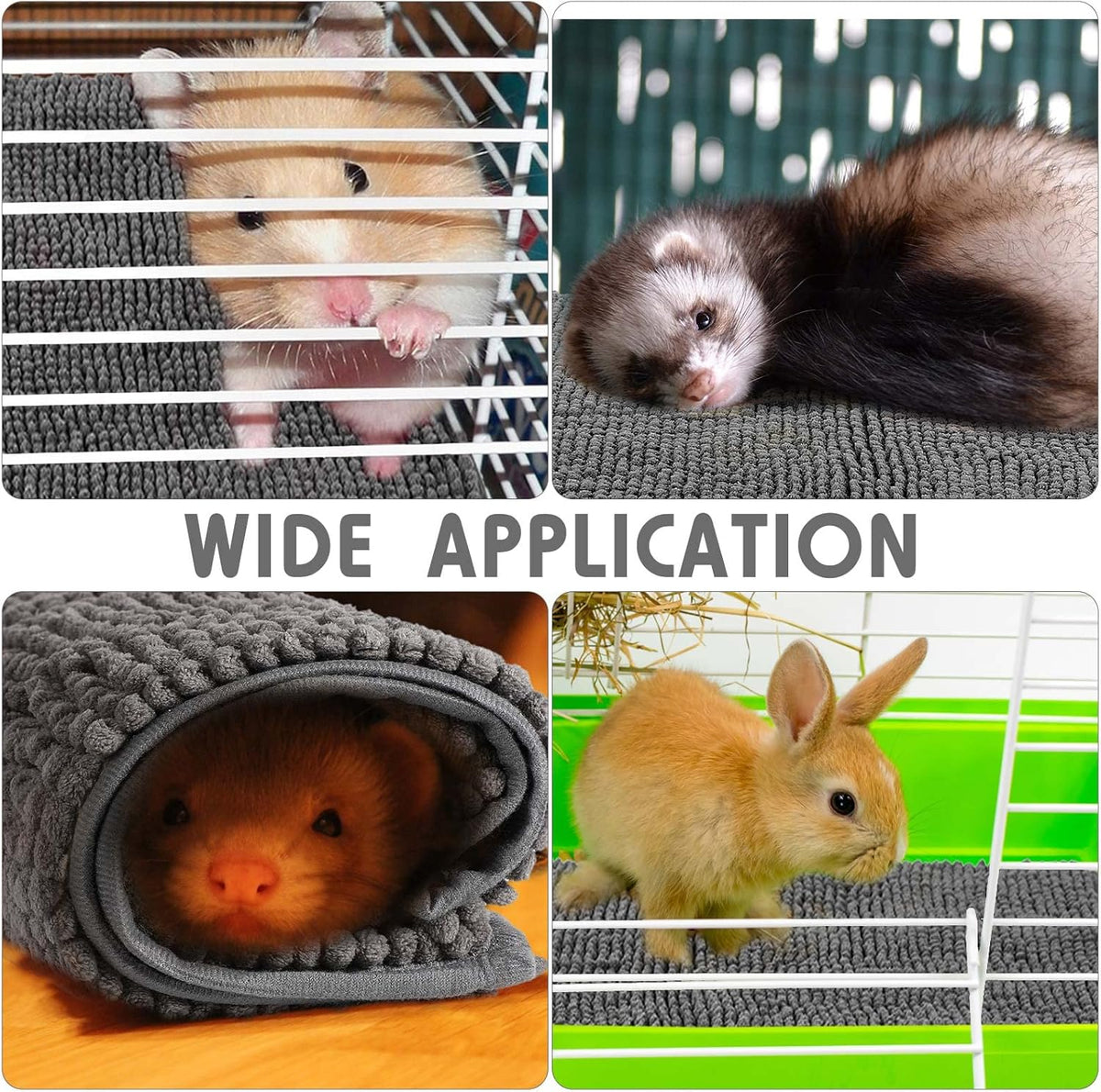 Amylove 4 Pcs Guinea Pig Cage Liner Guinea Pig Bedding Washable Fleece Pee Pads Reusable Small
