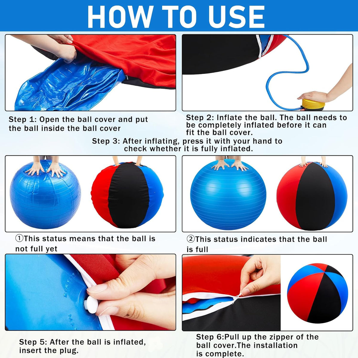 30inch Giant Herding Ball with Cover Anti Burst Ball Please Watch VCR for How to Inflation Horse