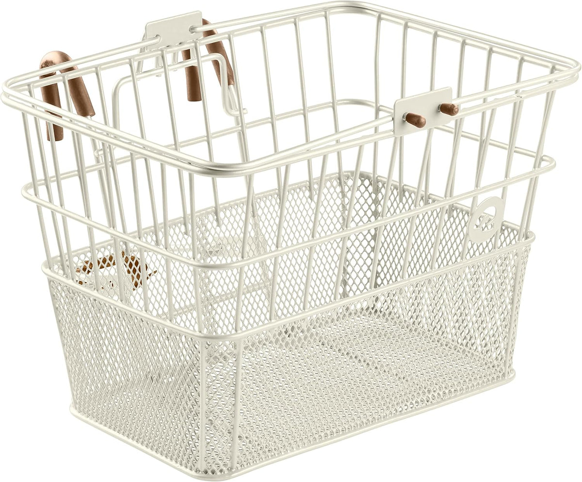Retrospec Apollo Detachable Front Bike Basket Steel Half-Mesh with Integrated Detachable Hooks and