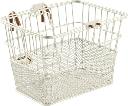 Retrospec Apollo Detachable Front Bike Basket Steel Half-Mesh with Integrated Detachable Hooks and