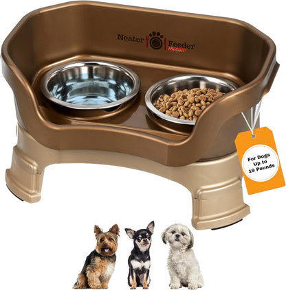 Neater Feeder Deluxe Mess Proof Dog Bowls Elevated for Small Breeds – Made in USA – No Spill Raised