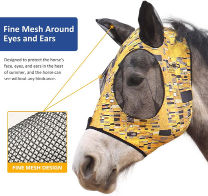Harrison Howard Super Comfort Stretchy Fly Mask Large Eye Space with UV Protection Soft on Skin