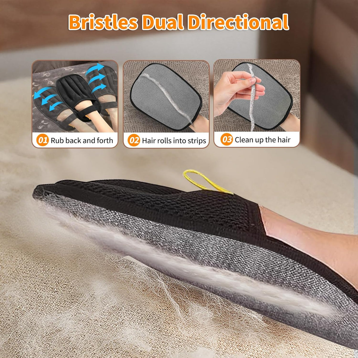 Pet Hair Removal Glove for Cats & Dogs, Upgraded Five-Finger Electrostatic Pet Hair Gloves