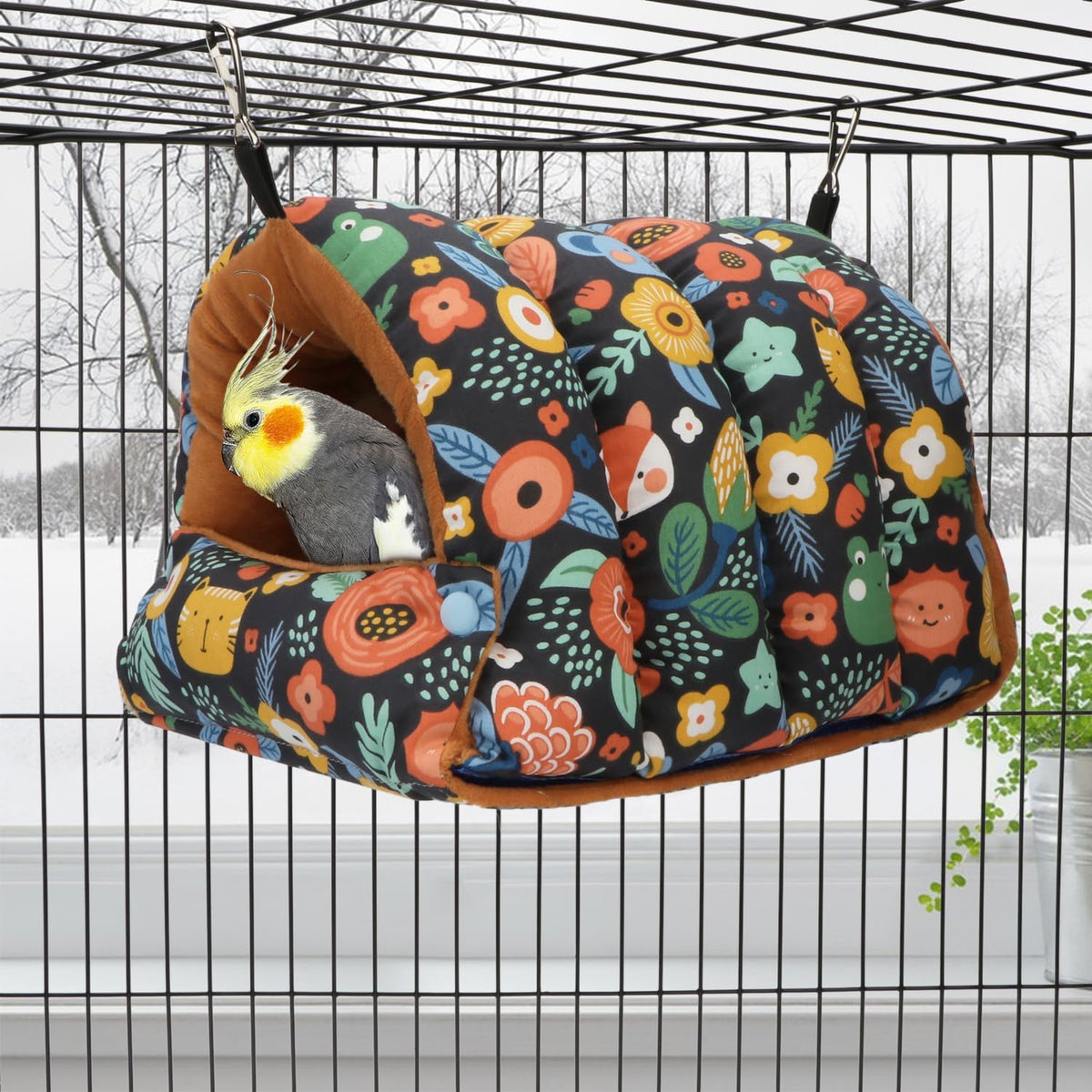 Wontee Bird Nest House Winter Warm Snuggle Hut Bird Bed Hanging Hammock for Parrots Budgies