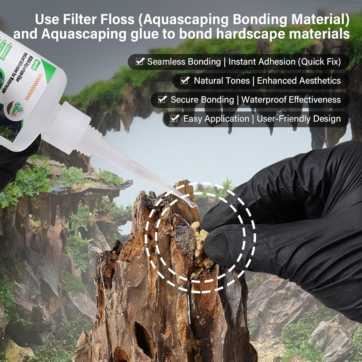 Cotton Wool for Aquascape- Gap Filler Cotton for Rocks & Wood | Aquarium Safe Bonding Material |