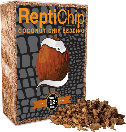 ReptiChip Reptile Bedding Loose Coconut Chip 12 Quart Coco Husk Substrate Mulch for Snake Habitat