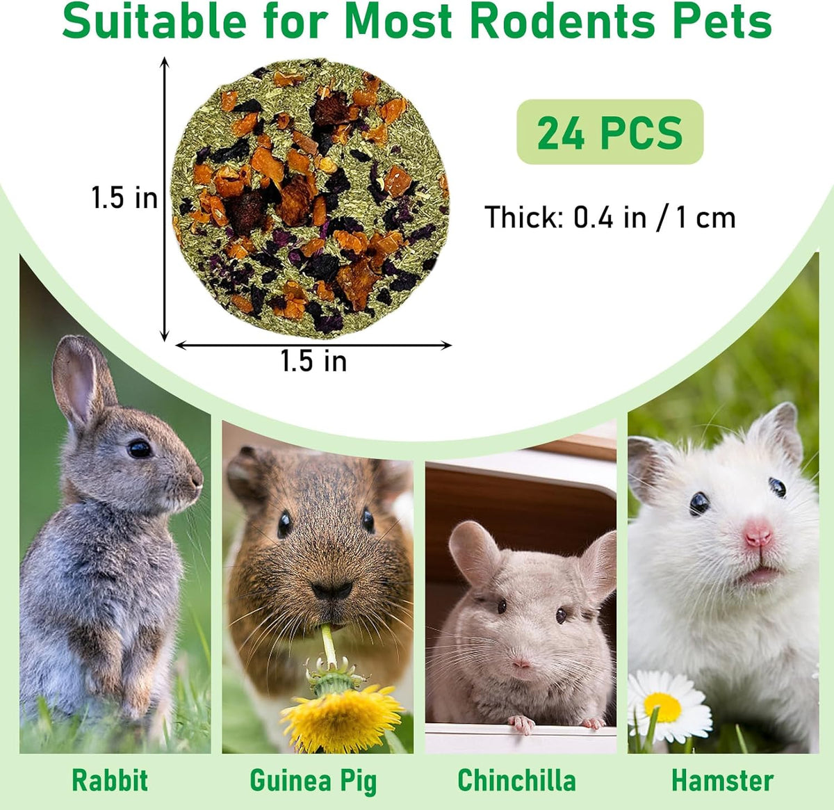 Fhiny 24 PCS Rabbit Chew Toys, Natural Timothy Hay Carrot Pumpkin Purple Potato Biscuit Cubes Bunny