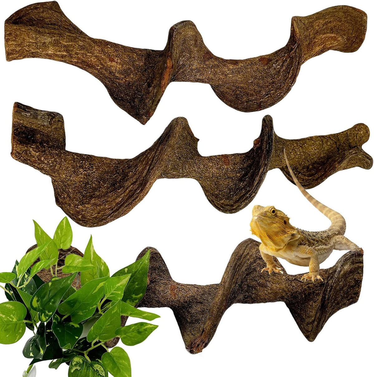 BNOSDM 3Pcs Reptile Climbing Branches Decor,Snake Climbing Branch,Gecko Climb Wood,Lizard Forest