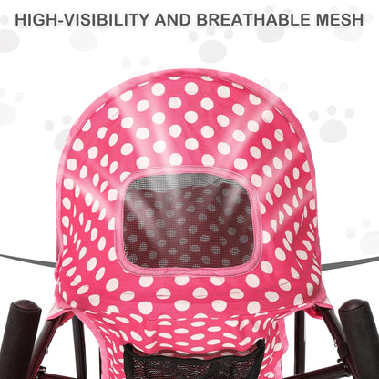 MoNiBloom 4 Wheels Pet Stroller, Easy-Fold Umbrella Shaped Dog Cat Jogger Stroller w/Storage Bag &