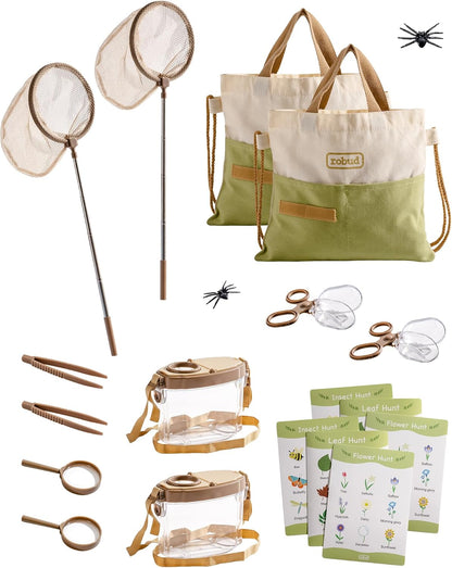 ROBUD Dual Kids Explorer Kit, Bug Catcher Kit with Bags Kit, Green Outdoor Exploration Set for