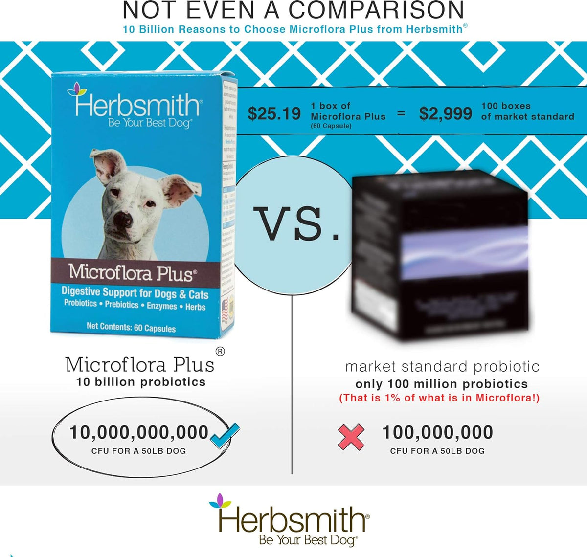 Herbsmith Microflora Plus – Dog Digestion Aid –Probiotics and Digestive Enzymes for Dogs