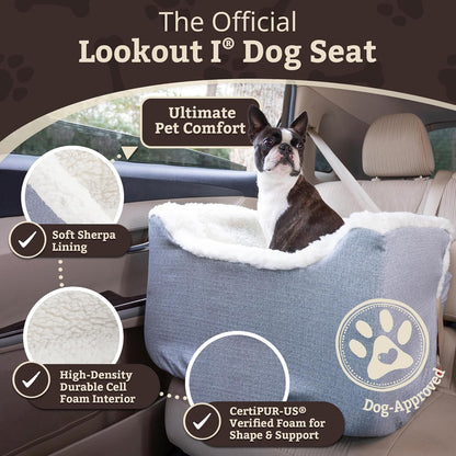 Snoozer Lookout I Dog Car Seat - Small Dog and Puppy Car Seat, Booster Bed for Small & Medium Size