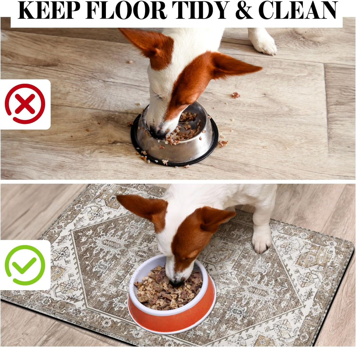 Dog Food Mats for Floors, Absorbent Dog Bowl Mat for Food and Water Dispenser Mat, Quick Dry Cat