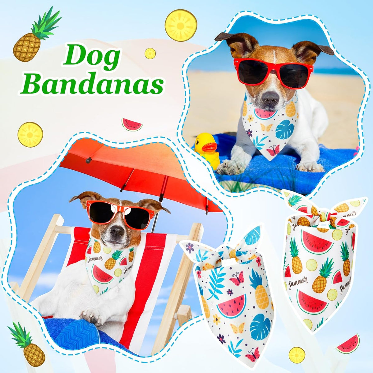 Weewooday 50 Pcs Fruit Dog Bandanas Bulk for Dogs Soft Bibs Adjustable Triangle pet Bandana for