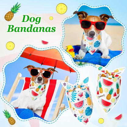 Weewooday 50 Pcs Fruit Dog Bandanas Bulk for Dogs Soft Bibs Adjustable Triangle pet Bandana for