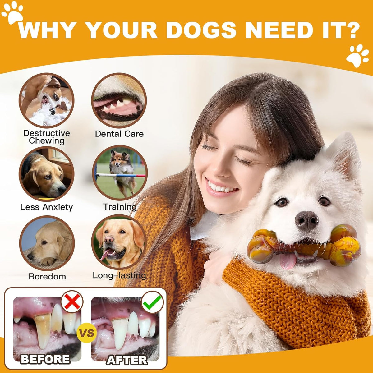 Dog Toys for Aggressive Chewers, Indestructible Dog Chew Toys for Large Medium Small Breed, Tough