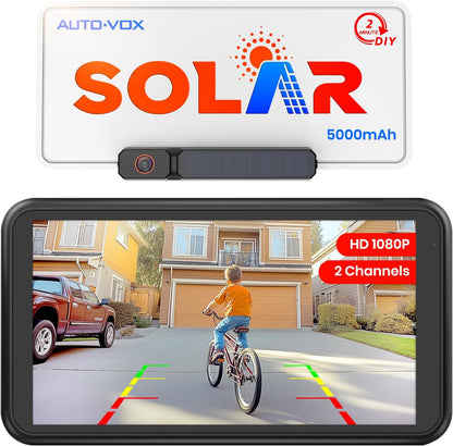 AUTO-VOX Solar Wireless Backup Camera with 5" 1080P Monitor: 5000mAh Battery 2 Mins DIY