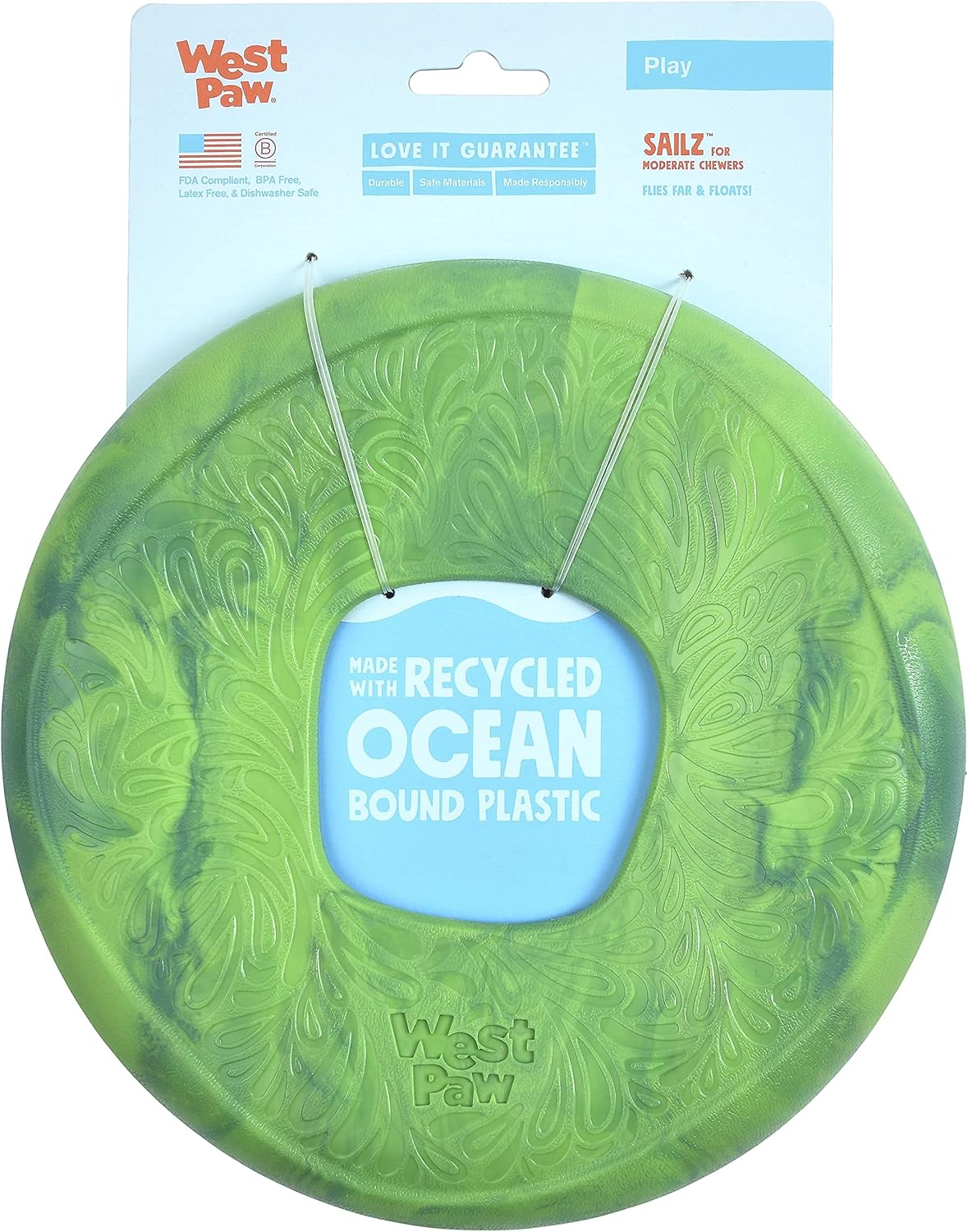 WEST PAW Seaflex Sailz Dog Toy Flying Disc – Machine Washable Dog Toys for Moderate Chewers