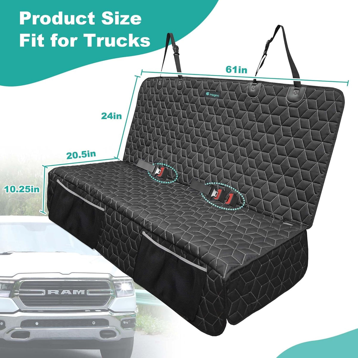 Dog Car Seat Covers for Back Seat,Waterproof Pet Bench Seat Covers for Trucks Ford