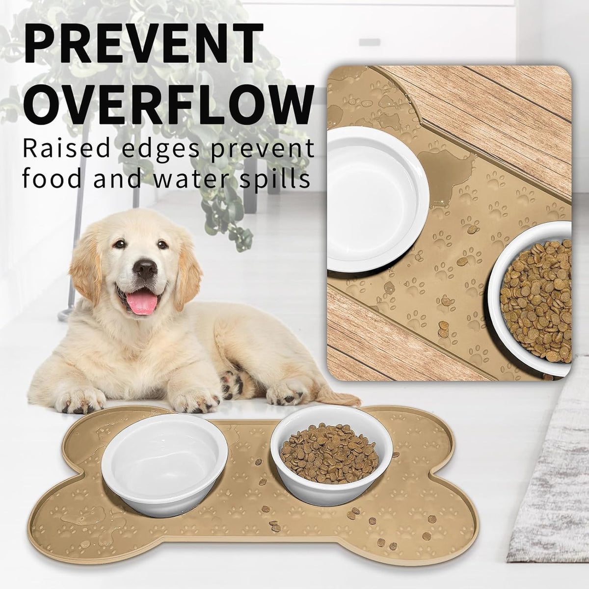 Dog Food Mat Anti-Slip Silicone Dog Bowl Mat Thicker Pet Placemat Waterproof Cat Feeder Pad with
