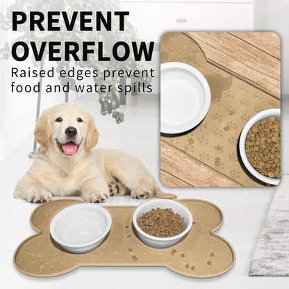 Dog Food Mat Anti-Slip Silicone Dog Bowl Mat Thicker Pet Placemat Waterproof Cat Feeder Pad with