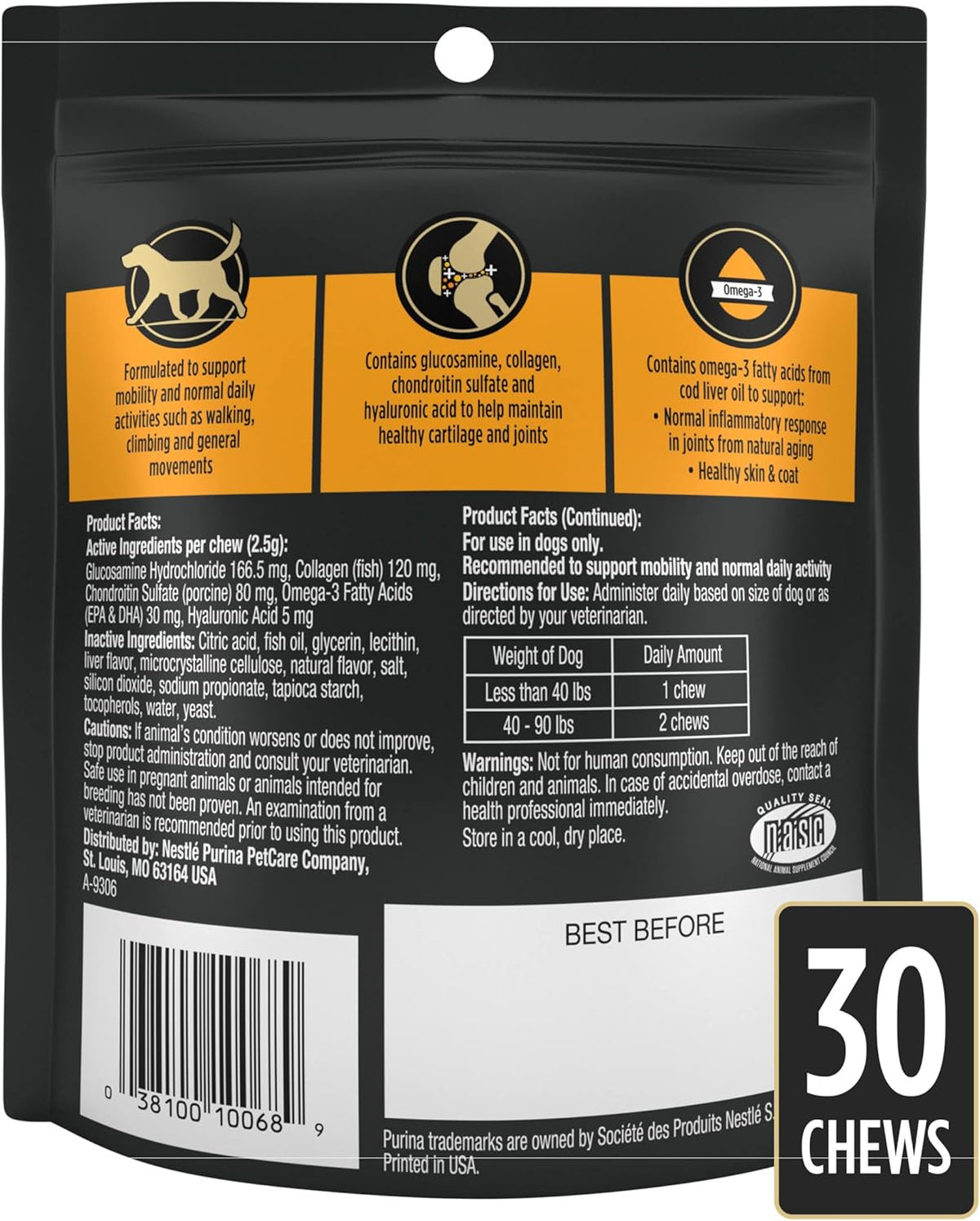 Purina Pro Plan Veterinary Joint Care Joint Supplement for Small Breed Dogs Hip and Joint