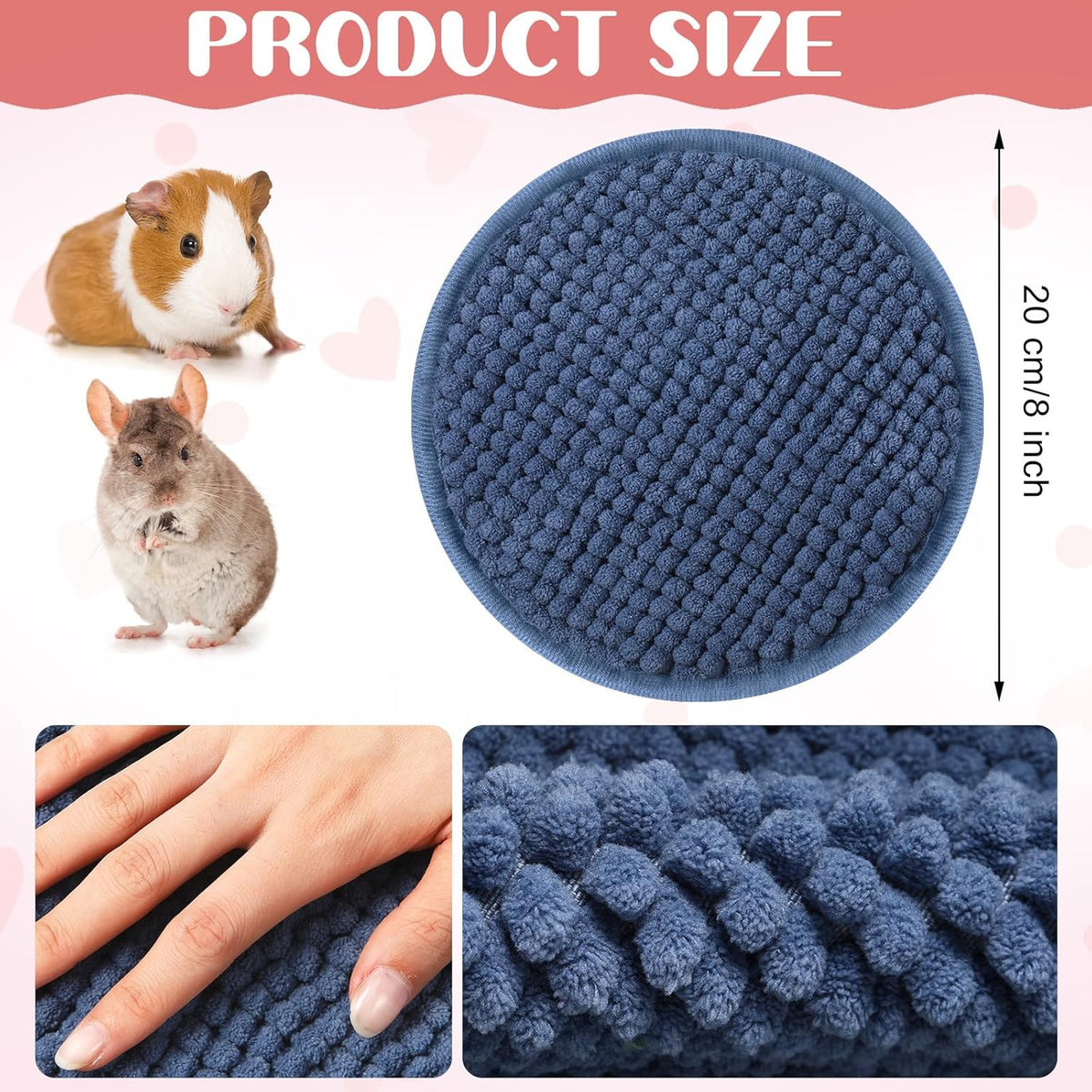 Amylove 4 Pcs Guinea Pig Cage Liner Guinea Pig Bedding Washable Fleece Pee Pads Reusable Small