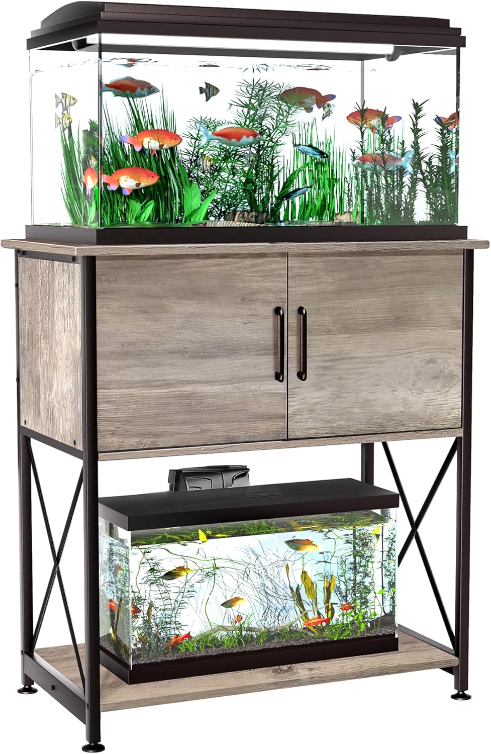 20-29 Gallon Aquarium Stand Metal Frame Fish Tank Stand with Cabinet Storage, for 20 Gallon Long