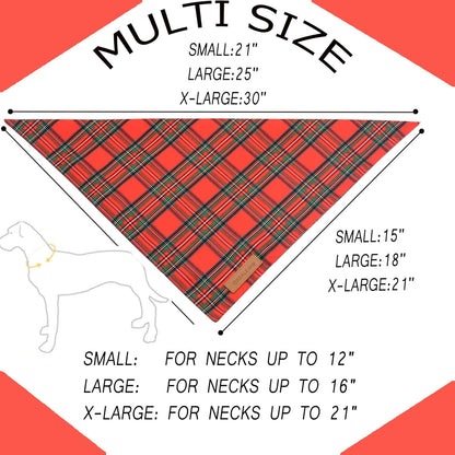 Realeaf Christmas Dog Bandanas 2 Pack, Reversible Red Green Plaid Dog Scarf, Xmas Pet Bandana