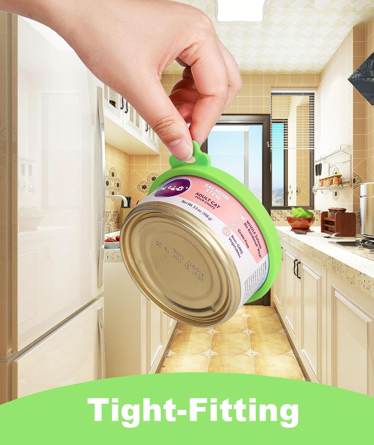 Comtim Cat Food Can Covers Lids for 5.5 oz Cans, 2 Pack Silicone Cat Food Can Lids for 5.5 oz 5.3