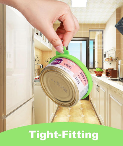 Comtim Cat Food Can Covers Lids for 5.5 oz Cans, 2 Pack Silicone Cat Food Can Lids for 5.5 oz 5.3