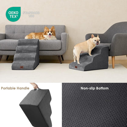 EHEYCIGA Curved Dog Stairs Ramp for Small Dogs 15.7" H, 3-Step Dog Steps for Couch Sofa and Chair
