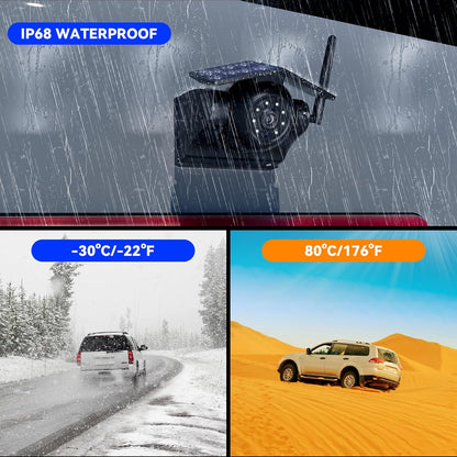 Magnetic Solar Wireless Backup Camera, 10000mAh Rechargeable Battery Powered Reversing Camera