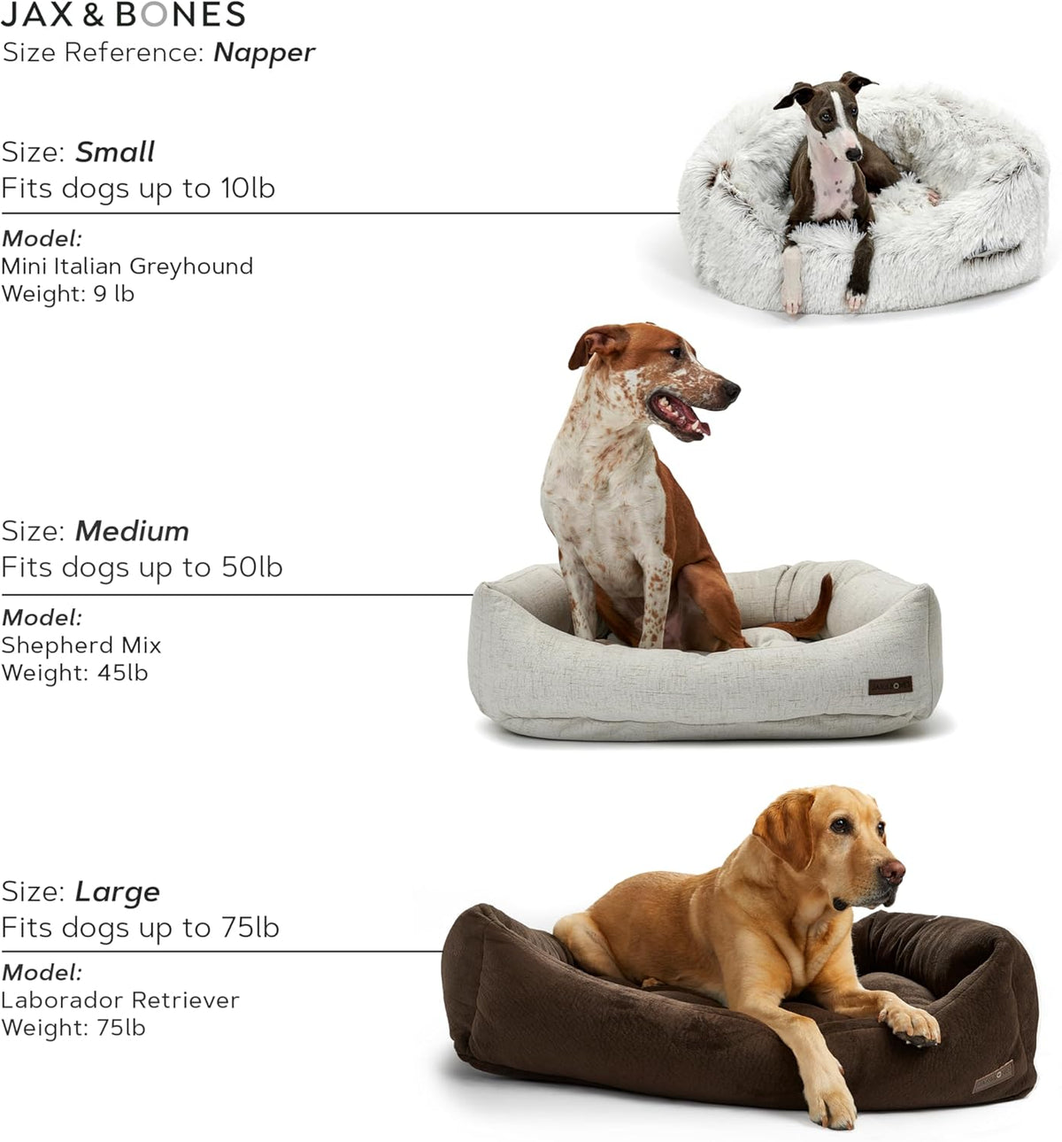 Jax & Bones Dog Napper - Luna Grey Machine Washable Bed for Dogs - Extra Heavy Duty Bolstered Sides