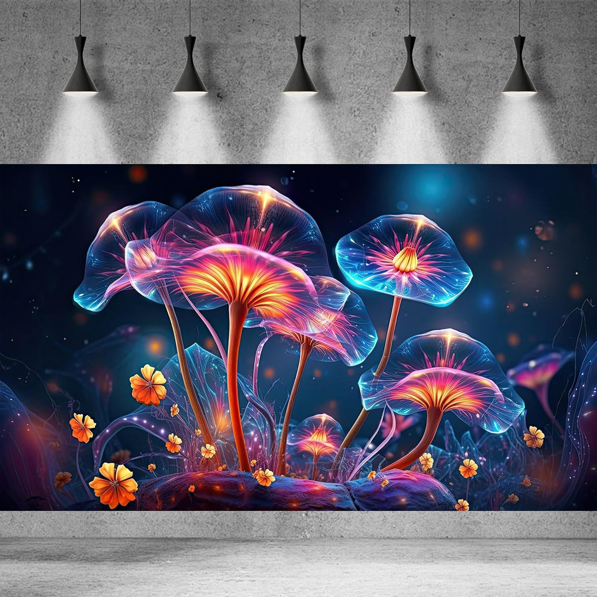 Flower Aquarium Background Modern Style Bluebell Blooming Flower Floral Design Terrarium Background