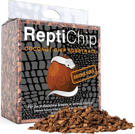 ReptiChip Reptile Substrate Coconut Chip Bedding 72 Quart Compressed Organic Coco Husk Block for