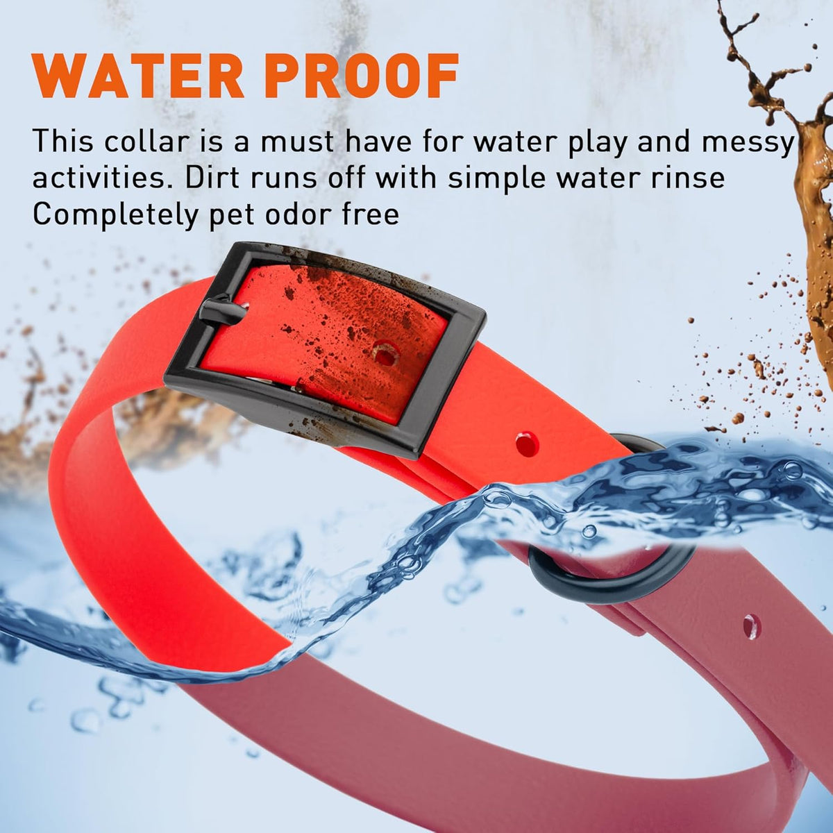 Dogline Biothane Waterproof Dog Collar Strong Coated Nylon Webbing with Black Hardware Odor- Proof