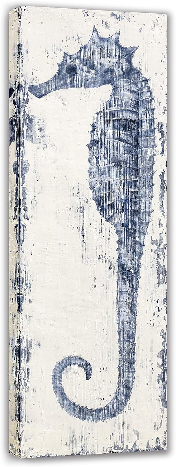Yihui Arts, Seahorse Hand-Painted Wall Art on Canvas Abstract Artwork Art Wood Stretched Hanging