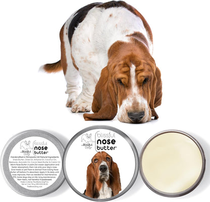 The Blissful Dog Basset Hound Nose Butter for Dry, Cracked Skin, Lick-Safe Dog Nose Balm with