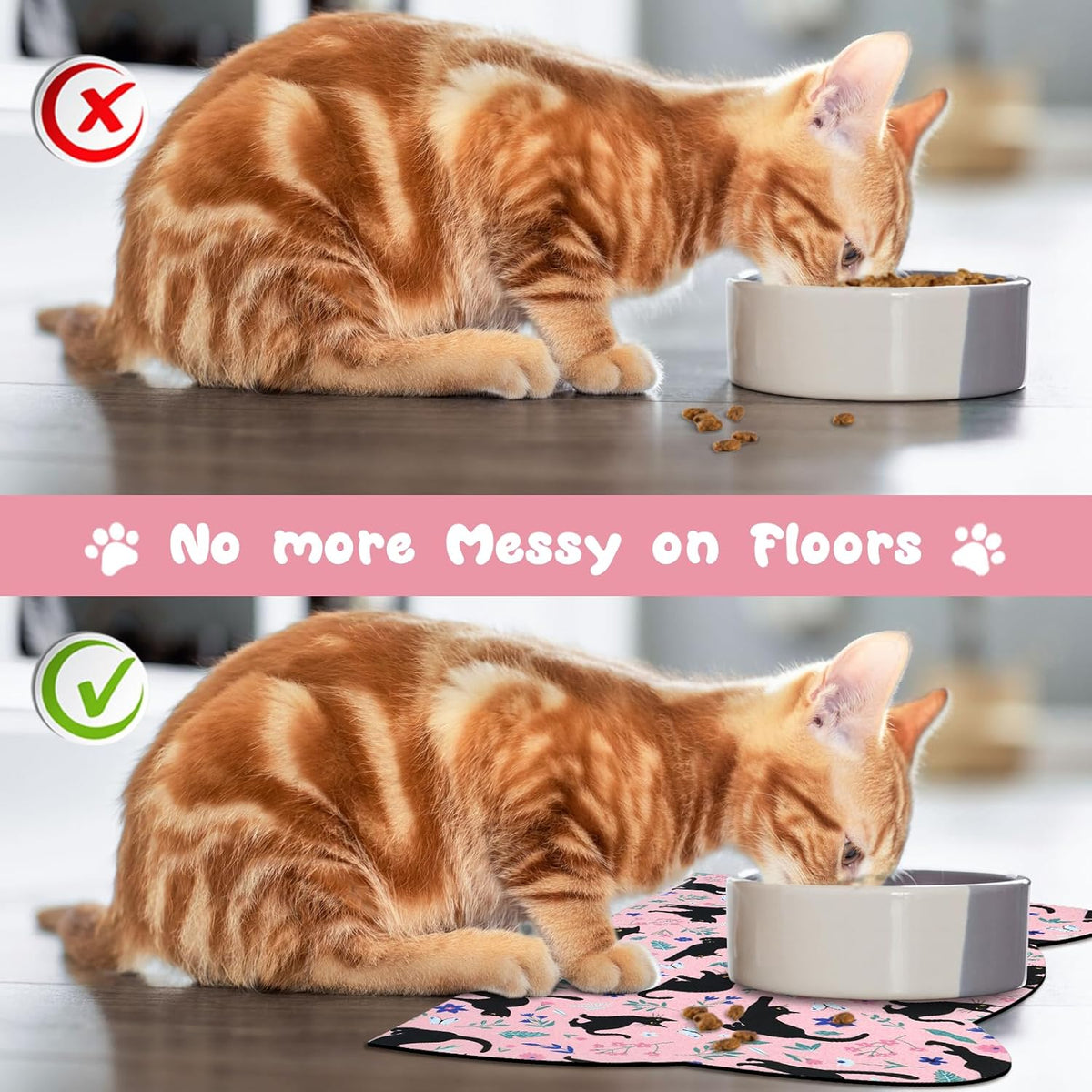 Cat Food Mats for Floor, Dog Water Bowl Mats Pet Feeding Absorbent Placemats for Food and Water
