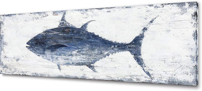 Yihui Arts Canvas Wall Art Hand Painted Abstract Tuna Fish Painting Modern Artwork Coastal Pictures
