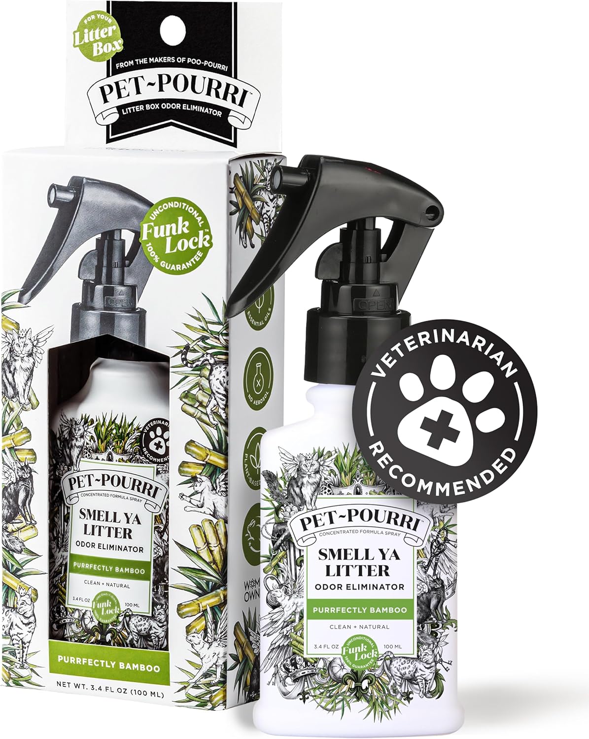 Pet-Pourri Smell Ya Litter Cat Litter Deodorizer Spray, 3.4 Fl Oz, Up to 170 Uses, Pet Odor Remover