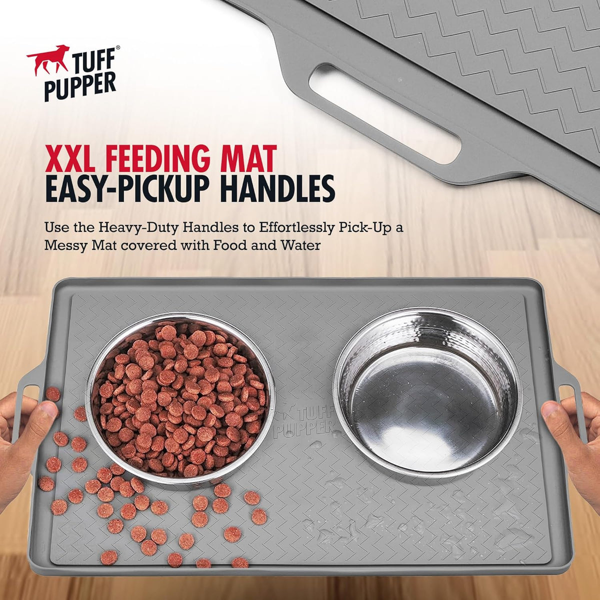 Tuff Pupper 22x16 Medium Dog Feeding Mat for Food and Water | Dog Food Mats for Floors | Waterproof