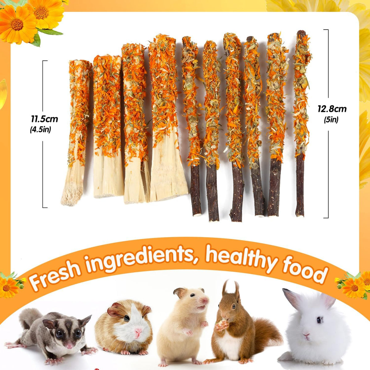 Apple Sticks for Rabbits, Natural Bunny Chew Toys Wood Treats Food for Small Animals,Hamsters